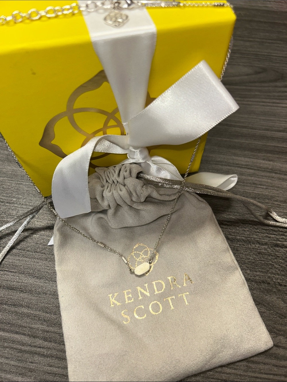 Kendra Scott brushed Silver pendant Necklace
